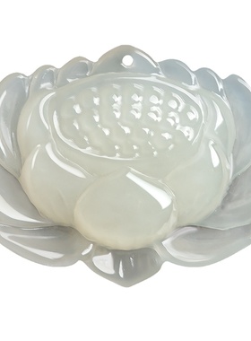 天然老料正品白玉莲花吊坠挂件