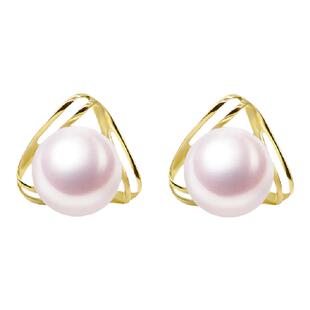 花蜜珠宝 Akoya海水珍珠18k金三角底托耳钉耳环