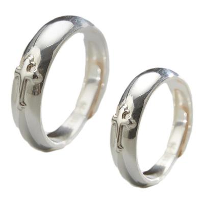 立体设计开口戒指s999光洁情侣