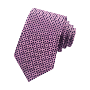 JOYOFLIGHT真丝桑蚕丝轻奢高级感编织纹领带男商务正装粉红色淡紫