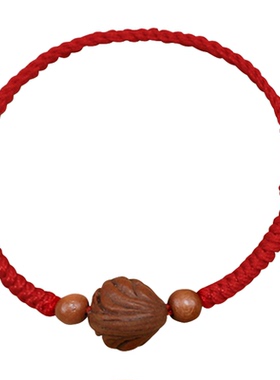 泰山真桃木桃核护身压惊手绳