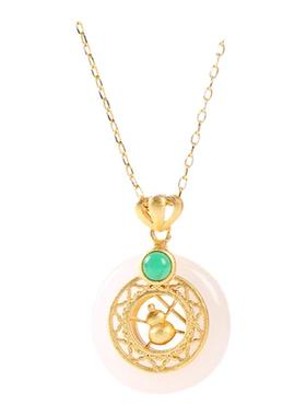 庙会地摊热卖中国风元素设计铜镀金葫芦福禄仿白玉平安扣复古项链