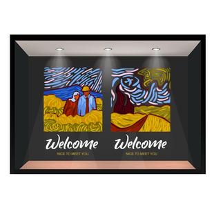 梵高油画玻璃贴纸静电画星空下的麦田绘画教室幼儿园艺术装饰布置