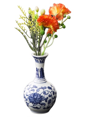 复古青花瓷小花瓶桌面插花装饰品