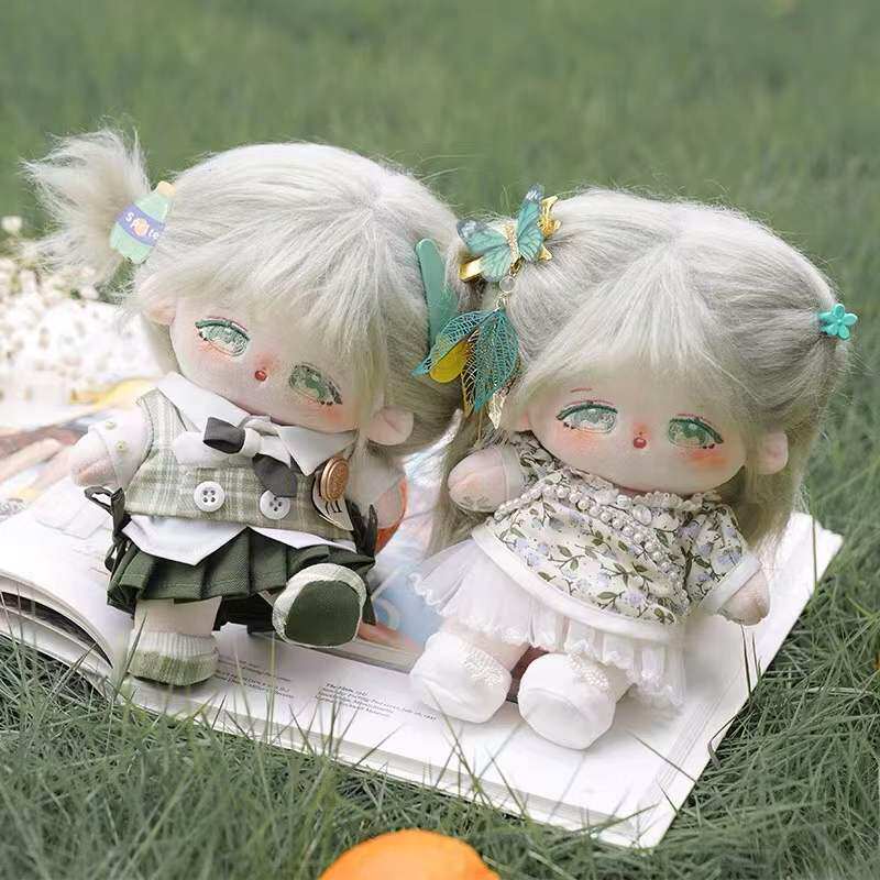 么么山茶花棉花娃娃衣服女孩20cm毛绒玩具布玩偶公仔可爱衣服古风