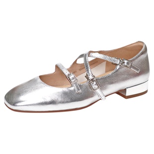 特价COMELY康莉2025方头平跟玛丽珍鞋羊皮交叉绑带单鞋女KYQ45558