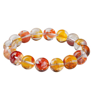 红胶花手链女男锦鲤胶花散珠手串时尚黄水晶手链女饰品礼物