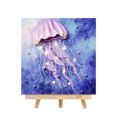 梦幻水母海洋系列丙烯立体油画