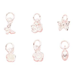 S925纯银吊坠 素银超迷你蝴蝶梅花桃花花苞小挂坠DIY手链戒指配件