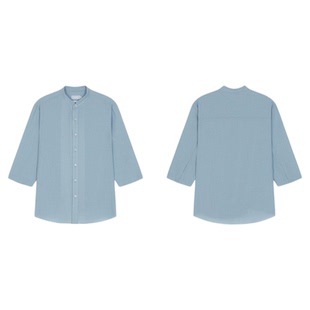 ZIOZIA春季新品男装小立领透气七分袖立领休闲衬衫男士ZWCC2X23H