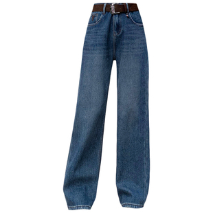 2025冬新款Jeans阿凡牛3771加厚加绒V字窄版显瘦女牛仔直筒阔腿裤