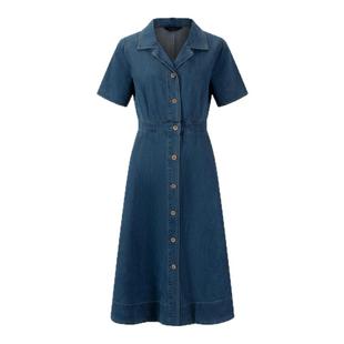 DTLANDO夏季女装中长款排扣设计师品牌100%棉复古牛仔连衣裙子