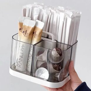 吸管收纳盒分格吧台一次性筷子勺子置物架茶水间胶囊咖啡奶茶神器