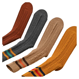 二三道横杠袜子女中筒纯全棉100%设计师推荐春秋天2022年秋款堆堆