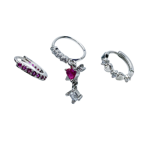 二十二丁目 一箭穿心闪钻耳圈小众设计高级彩钻耳环精致爱心耳钉