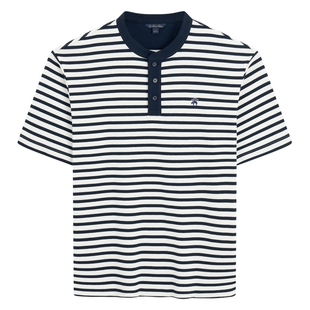 Brooks Brothers/布克兄弟26春夏新款男士条纹亨利领撞色短袖T恤