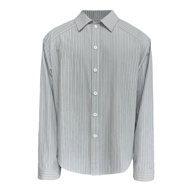 JCAESAR STRIPE SHIRT间黑条纹衬衫肩甲拼布栽片大廓形结构