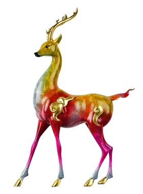 再发现铜九色鹿摆件新中式客厅