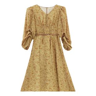 去有风的地方刘亦菲许红豆明星同款新宽松版长袖Chiffon连衣裙女