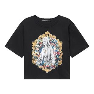 IT roar roarguns女装圆领短袖T恤新款文艺复古印花上衣08SGLTXO