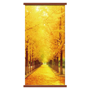 发财树玄关画黄金大道客厅装饰画入户正对门墙画走廊过道墙壁挂画