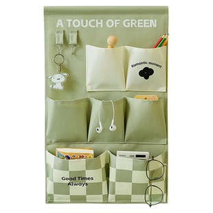 圆本布艺卧室收纳挂袋宿舍墙上门厅玄关床头挂墙式壁挂手机置物兜