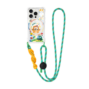 彩绘涂鸦适用苹果17promax手机壳新款磁吸透明iphone16pro挂绳女可爱带支架15斜挎可背14高级感支点壳13手腕