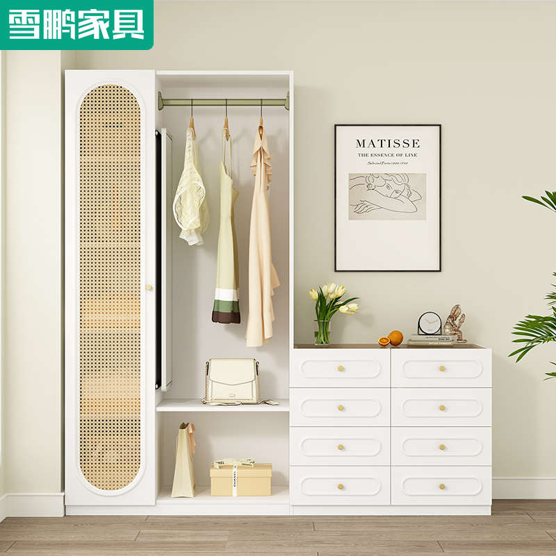 斗柜衣帽架大衣柜一体落地挂衣架穿衣镜卧室收纳柜储物柜组合6A63