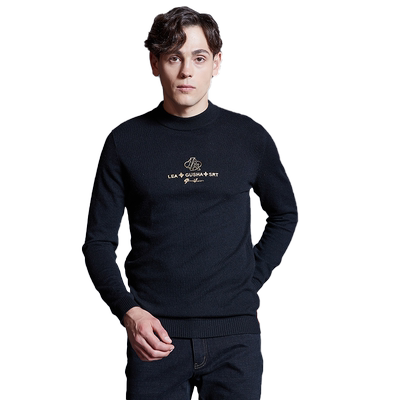 古鲨半高领字母烫金兔绒羊毛衫