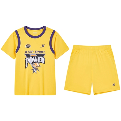 特步官方正品儿童篮球服速干套装