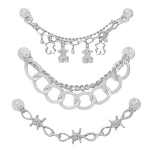 Mkop洞洞鞋配饰高级感鞋扣配件金属银色链条鞋花适配Crocs/Cross