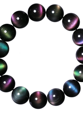 天然黑曜石石手链黑耀石猫眼