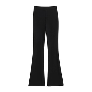 加绒微喇裤女冬季2025新款黑色加厚弹力垂感高腰显瘦西装喇叭裤子