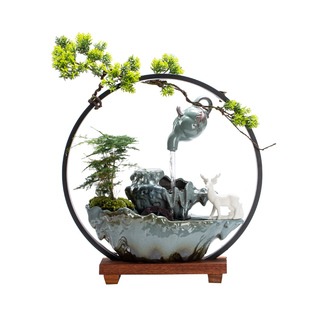 桌面流水摆件创意悬壶客厅加湿办公室家居装饰品茶桌招财开业礼品