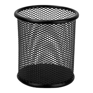 得力笔筒圆形金属网格笔插文具商务笔类收纳简约网纹创意时尚化妆刷收纳筒笔盒大容量多功能简约办公用品