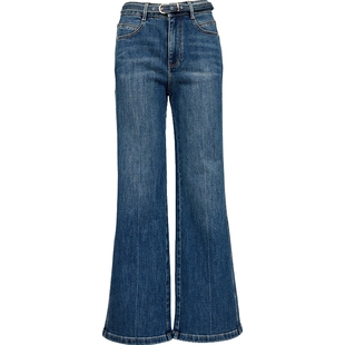 Vero Moda牛仔裤2025冬季新款休闲腰带通勤微喇裤显瘦325449010