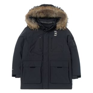 MLB羽绒服男女装2025冬季新款保暖宽松情侣运动毛领外套3ADJB0656