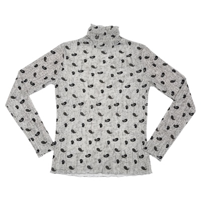 百家好微透印花木耳边打底衫女