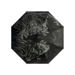rabbituu联名虫师【竹虎如势】复古双层直杆伞雨伞男抗风长柄伞