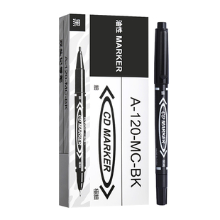 双头记号笔不掉色勾线笔防水防油美术专用小学生黑笔油墨笔油性笔签名笔描线笔勾边笔描边笔工地工业木工专用