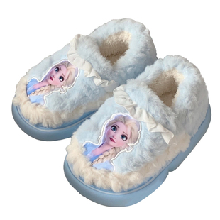 室内儿童全包跟棉拖鞋防滑秋冬季艾莎公主女童居家2025新款毛毛鞋