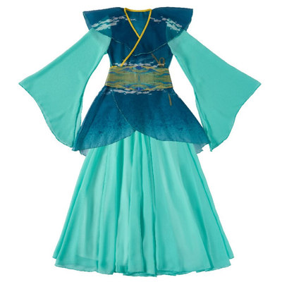 女童古典舞蹈演出服飘逸仙女裙蓝