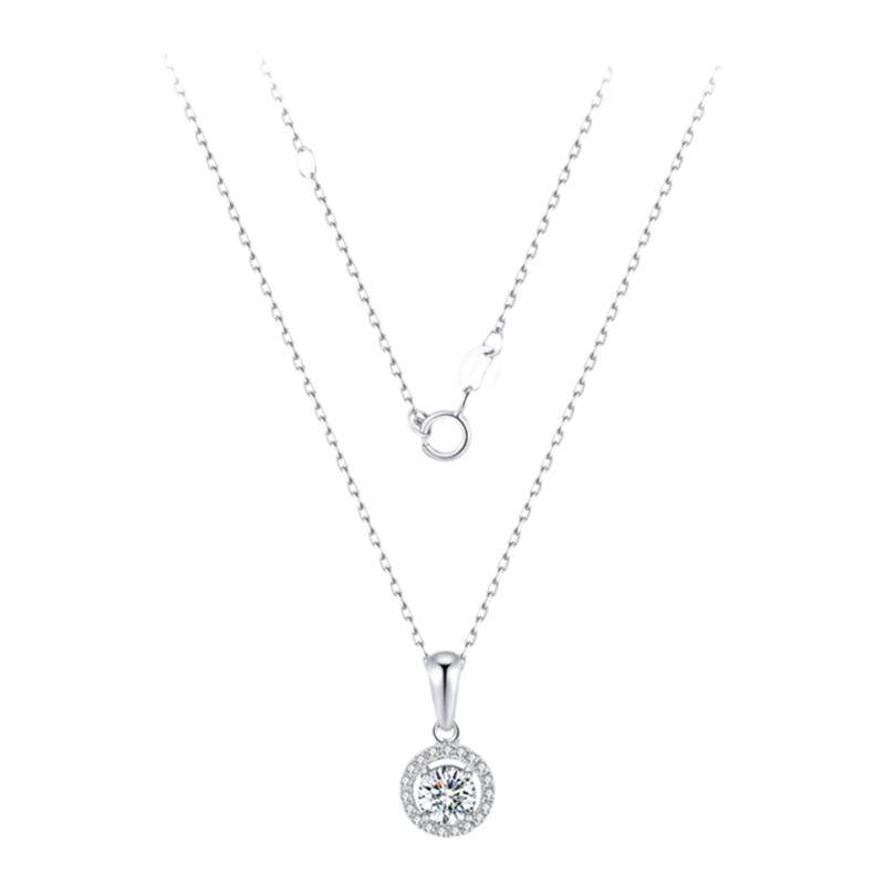 TopMiya【培育】人工人造钻石围镶显钻项链女18K金锁骨链吊坠送礼