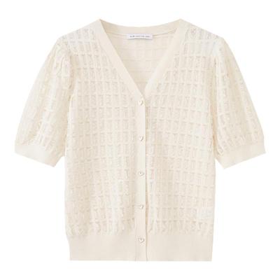 水云间淡人穿搭v领短袖针织开衫女上衣显瘦时尚设计感小衫2026夏