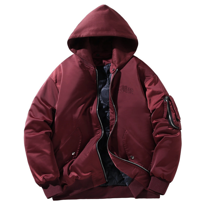 特大码飞行员工装棉服男士棒球服棉衣冬季加厚连帽棉袄外套300斤