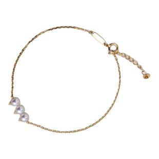 七夕礼物珍珠手链T家danger獠牙18K金天然akoya海水珍珠串珠手链