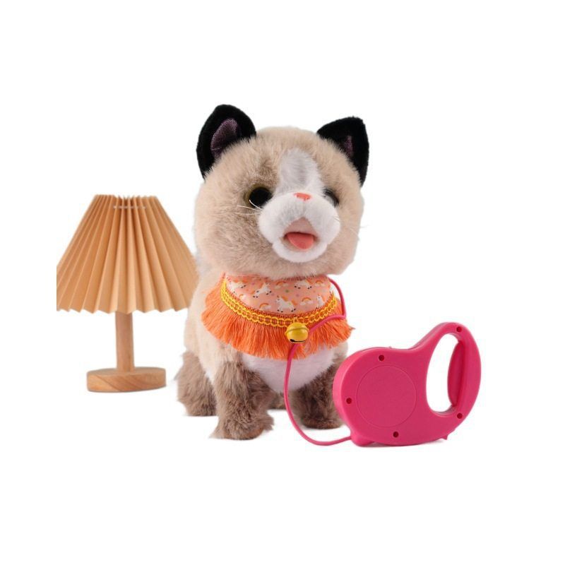 复读吐舌舔舔狗玩具走路会叫牵绳遥控小猫儿童宝宝电动会唱歌撒娇