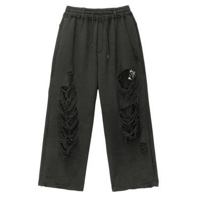 刮伤宽运动裤高腰垂感宽松长裤