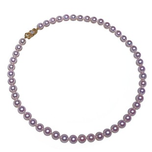 V＆C日本AKOYA海水珍珠项链粉色天女珍珠吊坠正圆强光微瑕送妈妈