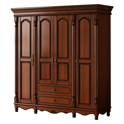美式复古实木衣柜大容量